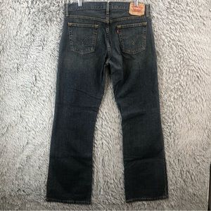 Levis Jeans 527 Mens Size 34 Low Bootcut Whiskered Darker Wash Denim Pants